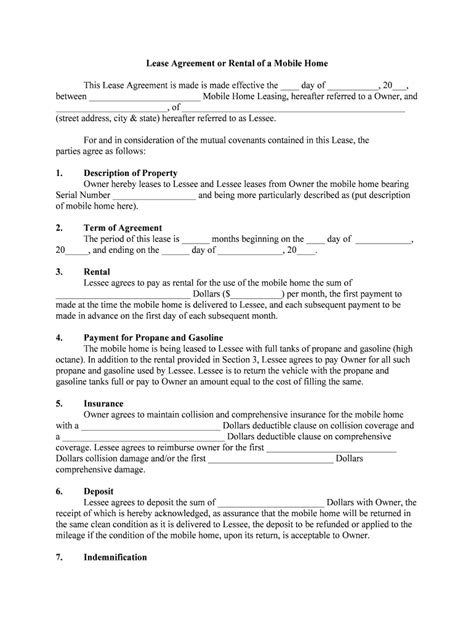 lease agreement  rental   mobile home form fill   sign printable  template signnow