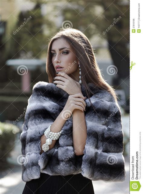 fashion model in fur coat royalty free stock image image