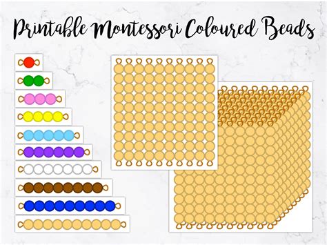 montessori coloured beads printable math resource etsy