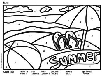 year color  number summer theme coloring page tpt