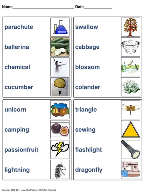 match words  pictures