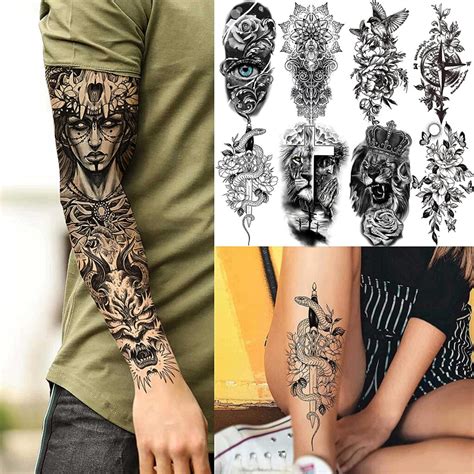 coktak 21 sheets extra large black temporary tattoos for women adults