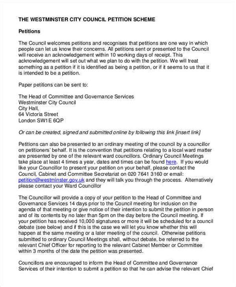sample petition letter  government