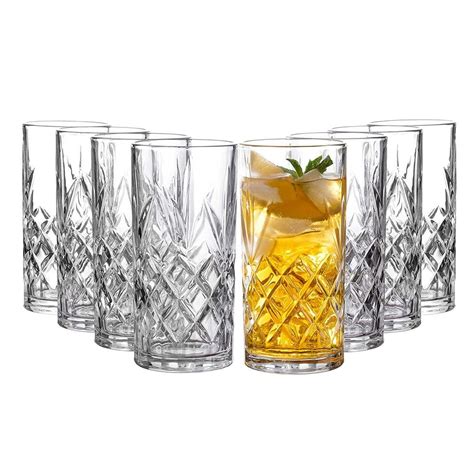 Royalty Art Kinsley Tall Highball Glasses Set Of 8 12 Ounce Cups