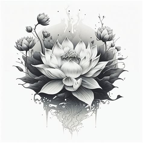 lotus flower tattoo design white background png file  high