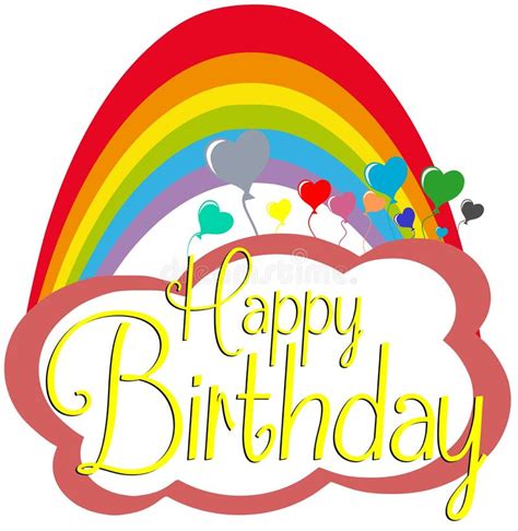 happy birthday greeting card  rainbow stock vector illustration