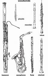 Woodwind Instrument Coloring Woodwinds Orchestra Clarinet Saxophone Oboe Musicale Merriam Webster Flute Piccolo Bassoon Scuola Strumenti Clear Espresso Handout Educazione sketch template