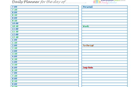 printable daily planner pages   printable source
