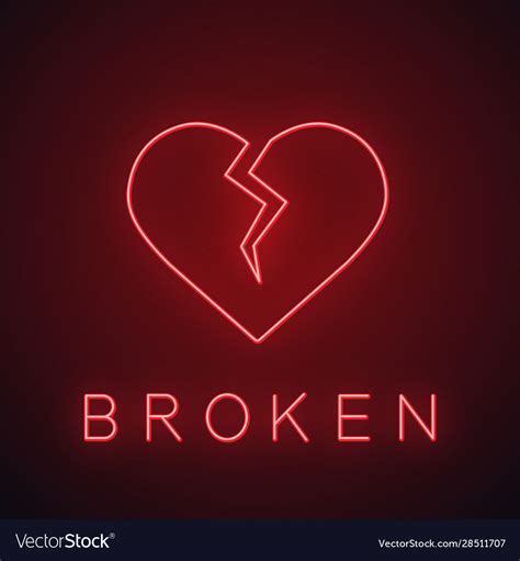 broken heart neon light icon royalty  vector image