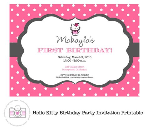 kitty printable birthday invitations template  hundreds