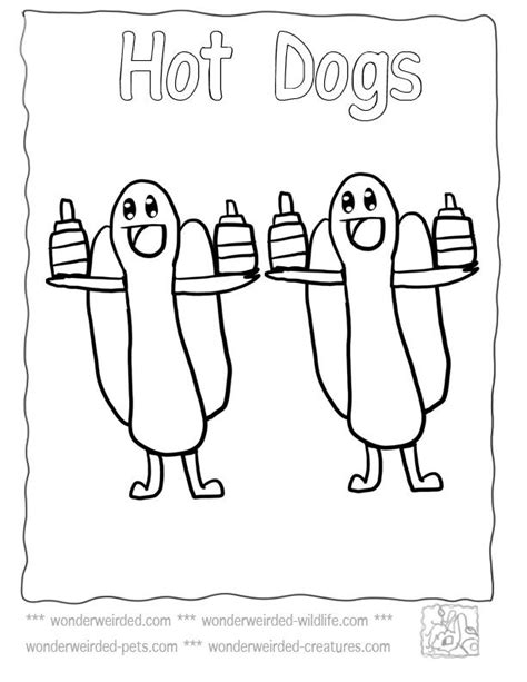 food coloring pages cartoon hot dog  wwwwonderweirdedcomfood