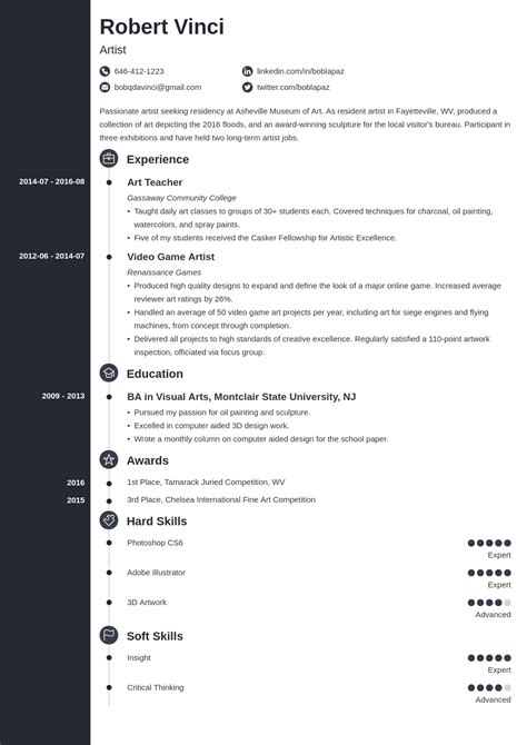 artist resume  templates  examples   artists
