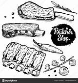 Ribs Bbq Drawing Hand Getdrawings sketch template