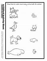 Animals Animal Activity Baby Match Sheet Activities Worksheets Preschool Kids Worksheet Matching Kindergarten Printable Crafts Toddler Printables Pages Babies Sheets sketch template