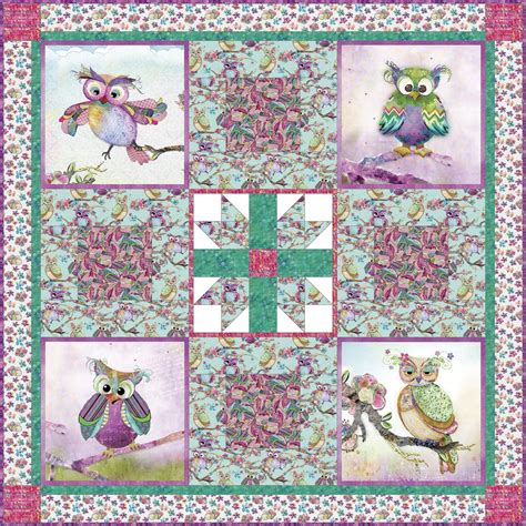 owl themed quilt   owls   sides   center piece