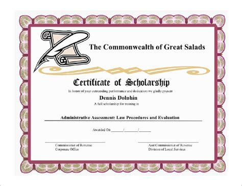 scholarship certificate templates word psd illustrator