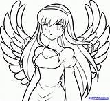 Anime Angel Girl Draw Step Fantasy Drawing Girls Sketch sketch template