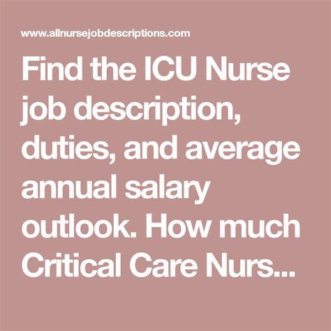 Find The Icu Nurse Job Description Duties And Average Annual Salary