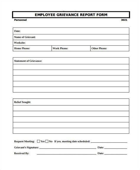sample employee grievance forms   ms word
