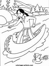 Indiens Bezoeken Kleurplaten Coloriages Canoeing sketch template