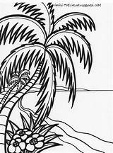 Coloring Pages Beach Tropical Thecoloringbarn Island Colouring Adult Summer sketch template