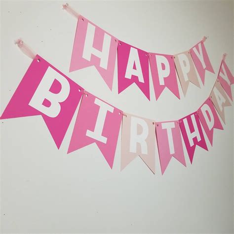 happy birthday banner pink banner pink ombre banner etsy