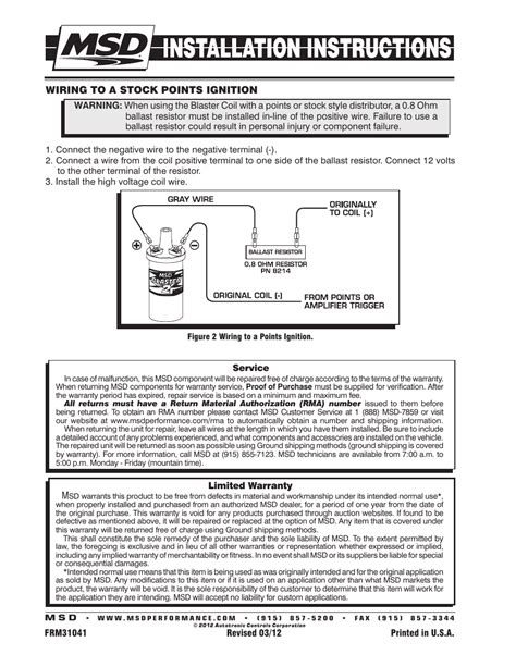 msd  blaster  coil  performance installation user manual page
