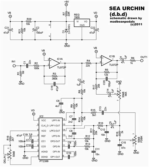 digital delay diy guitar pedal audio amplifier circuit diagram