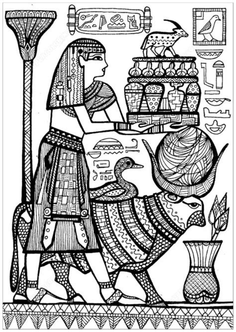egyptian art  color coloring pages