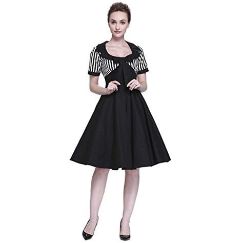 heroecol womens vintage 1950s dresses square neck bow neck short sleeve