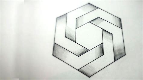 How To Draw 3d Optical Illusions Impossible Hexagon Optical