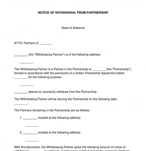 notice  withdrawal  partnership template