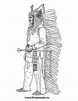 Coloring Sitting Bull Native American Pages Firstpeople sketch template
