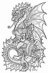Pages Colouring Dragon Coloring Dragons Adults Printable Deviantart Adult sketch template