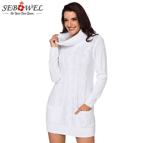Sebowel 2018 Winter Sweater Dress Women Autumn Long Sleeve Knit Dress