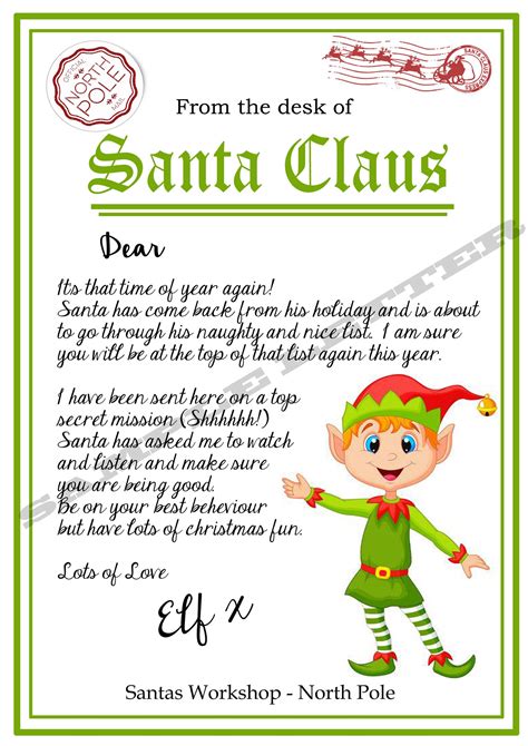 elf letter  santa printable images   finder
