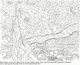Gogh Starry Sternennacht Malvorlage Pintar Sonnenblumen Sheets Adult Colorare Sunflower Noite Estrelada Ausmalbild Mandala Malvorlagen Doodle Ausmalen Coloringhome sketch template