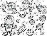 Space Outer Coloring Pages Doodle Vector Sketch Printable Illustration Stock Set Clipart Color Adults Cool Depositphotos Drawing Drawings Getcolorings Misterelements sketch template