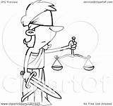 Justice Scales Lady Coloring Sword Illustration Blindfolded Cartoon Clipart Vector Royalty Pages Drawing Toonaday Courtroom Judges Gavel Getdrawings Getcolorings Ron sketch template