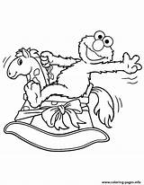 Coloring Elmo Pages Horse Riding Rocking Printable Drawing Kids Fun Print Friends Rider Color Popular Library Clipart sketch template