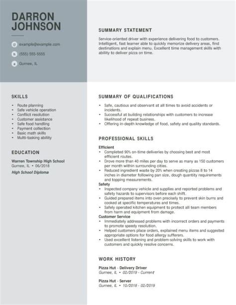 professional driving resume examples   livecareer