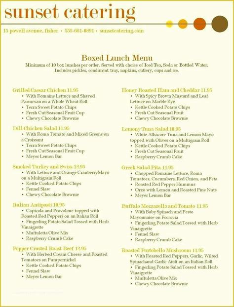 Free Catering Menu Templates For Microsoft Word Of Wedding And Restaurant