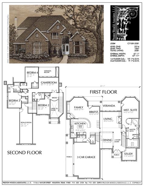 story house plans home blueprint  unique housing floor plan preston wood associates