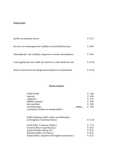 complete menukaart restaurant de kakebrug delfzijl eetnu
