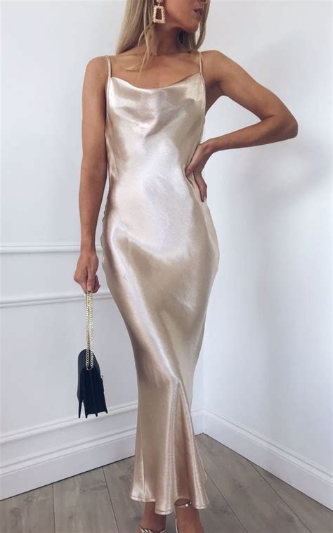 keisha slip midi dress gold  pretty lavish silk bridesmaid dresses slip dress outfit gold