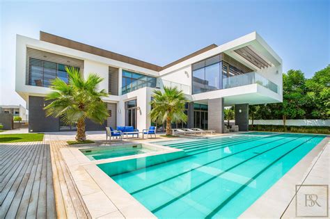 real estate luxury villa contemporary mansion district  dubai  sale