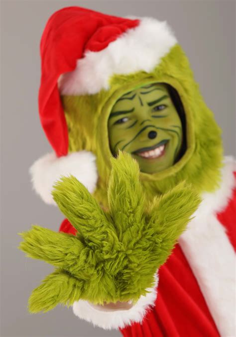 grinch santa open face kids costume