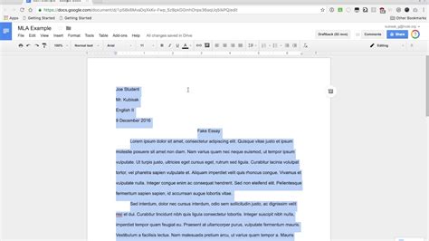 mla format google docs youtube