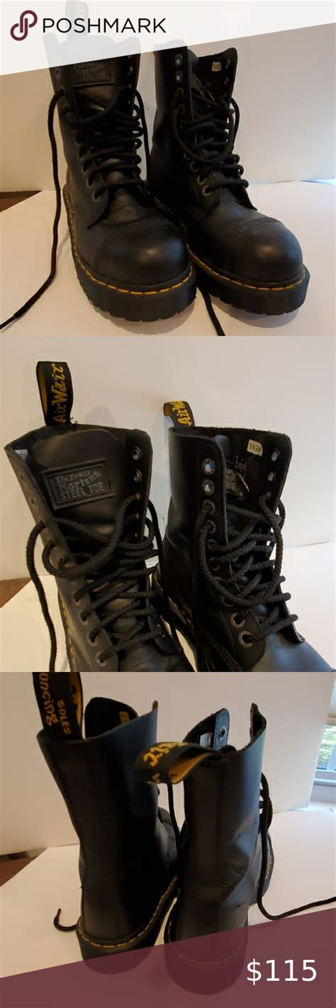 dr martens airwair steel toe boots black  hole steel toe boots black boots boots