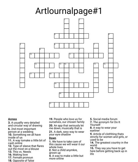 Artlournalpage 1 Crossword Wordmint